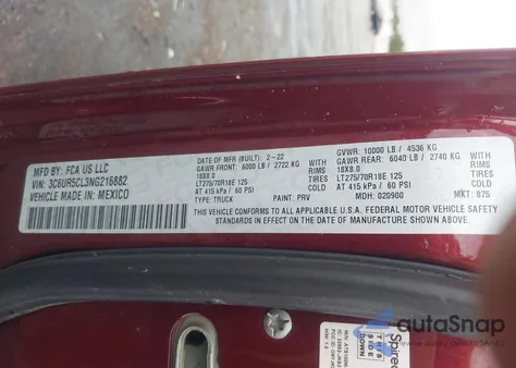 2022 Ram 2500 Tradesman 4X4 6'4 Box from USA, damaged, VIN 3C6UR5CL3NG216882